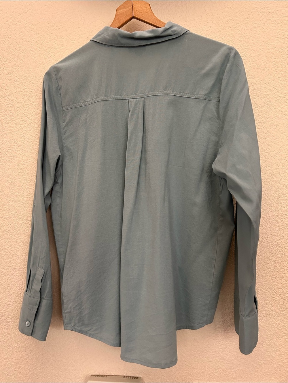 $138 Splendid Reese Button Down Shirt XL Sage Green Slate Blue Pocket Blouse - Picture 2 of 10